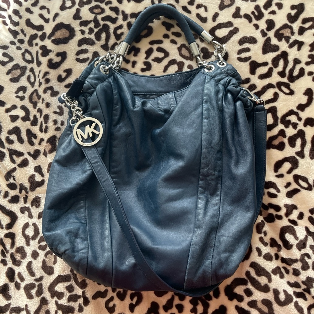 Michael Kors Blue Leather Hobo Bag